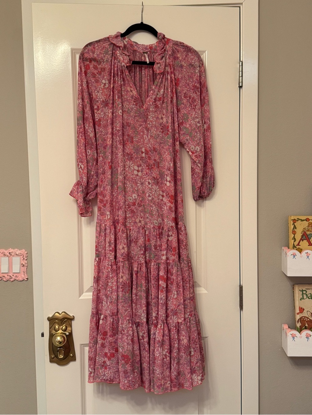 Free People Pink Floral Tiered Maxi Dress